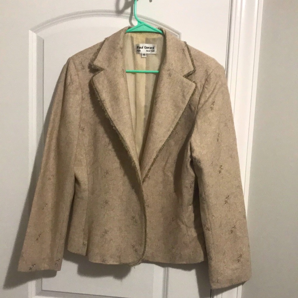 Wool waist length jacket w/ embroidered designs